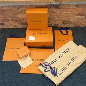 Set of 3 Louis Vuitton Gift Boxes w/ LV Ribbon w/ 3 Shopping Bags w/ 2 Dust Bags